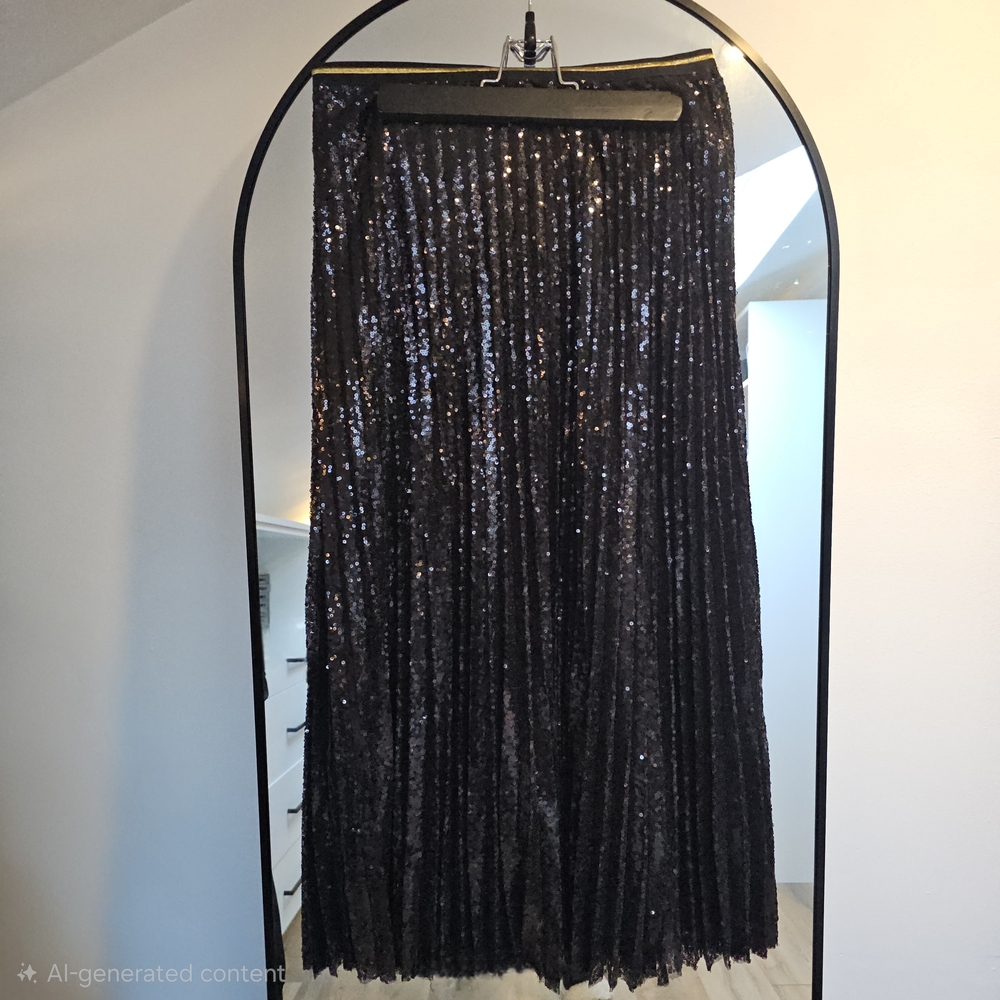 Glamorous Black Sequin A-Line Skirt